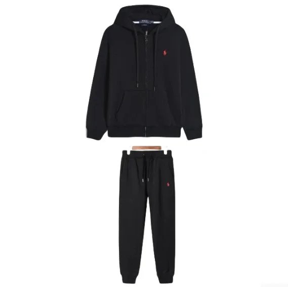 Polo Ralph Lauren Navy Gray Black Hooded Zip-Up Sweatshirt Jogger Set