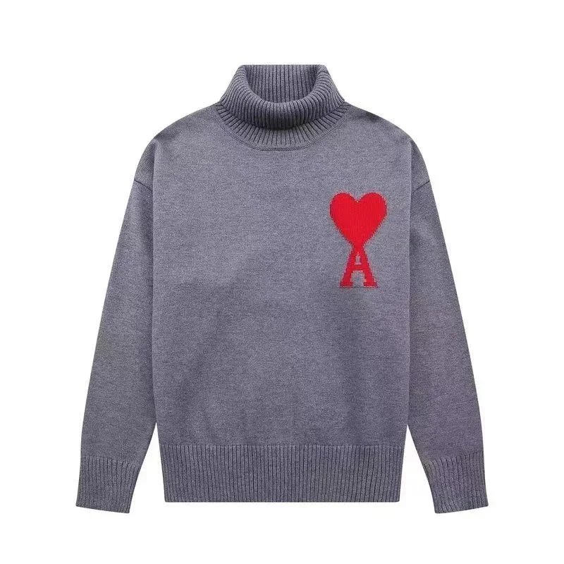 AMIIDM AMIIDM Heart Logo Grey Turtleneck Sweater Grey