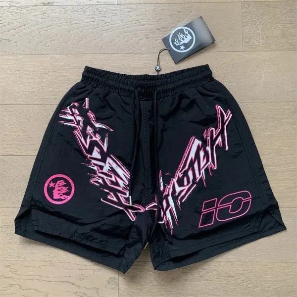 Philipp Plein x iO Graffiti Print Nylon Shorts Black/Pink - 1