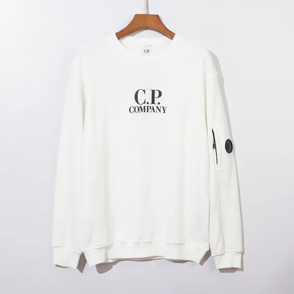 C.P. Company Light Blue Crewneck Sweatshirt with Lens Patch - 3