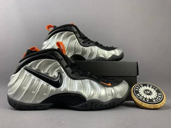 Nike Air Foamposite One Metallic Silver Orange Sneakers - 1