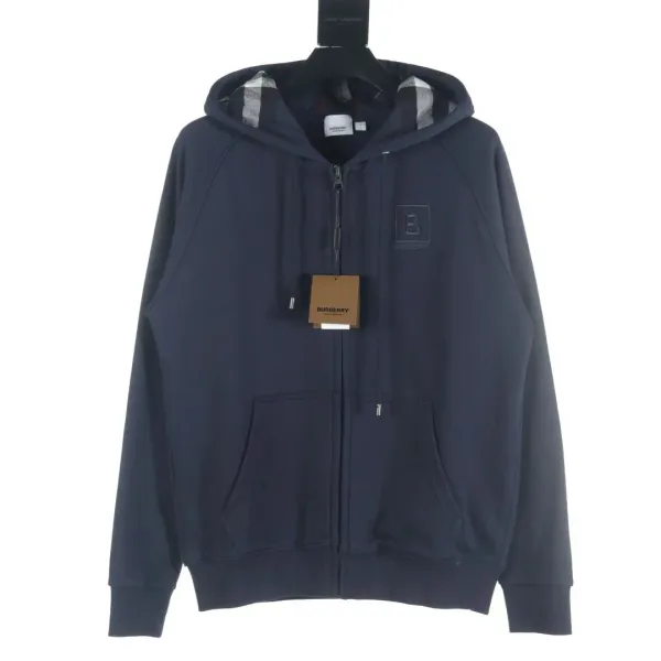 Burberry Logo-Embroidered Beige Zip-Up Hoodie - 4