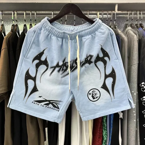 Path to Paradise Flame Graphic Shorts Light Blue - 1