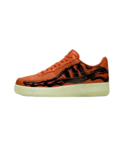 Nike Air Force 1 Low Orange Skeleton Print Sneakers - 1
