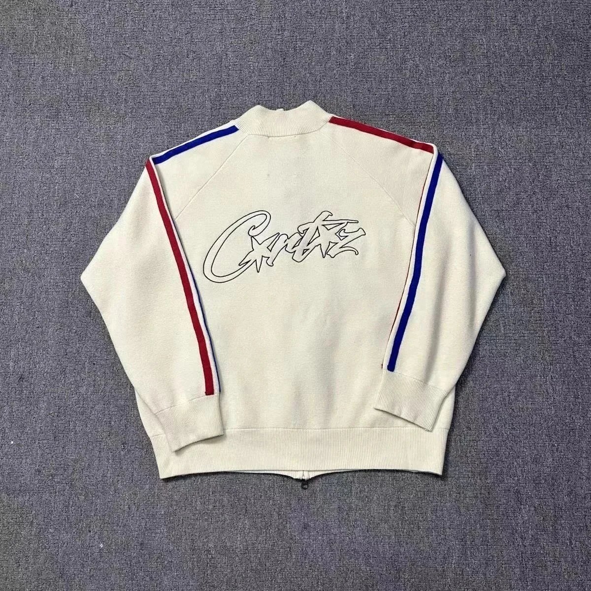 CLOT CLOT Track Jacket in Cream with Red and Blue Stripes Cream