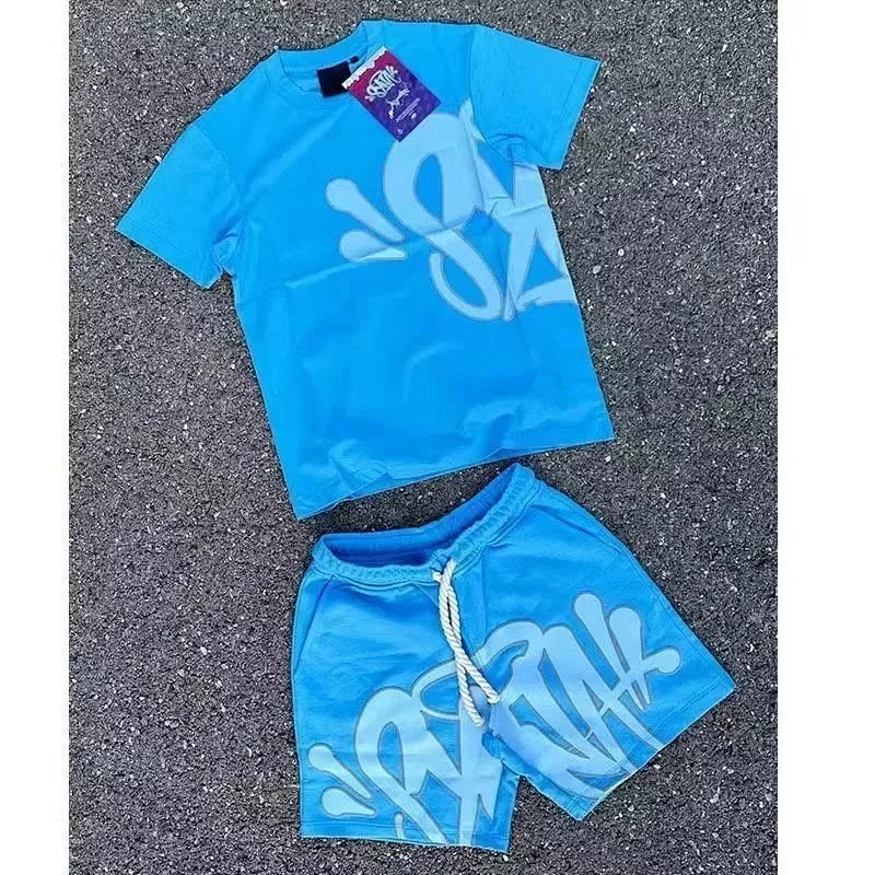 Stussy Graffiti Print Red Set T-Shirt and Shorts Casual Set product detail 2 in Litbuy spreadsheet finds