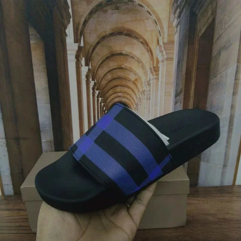 Burberry Check Slide Sandals Brown - 7