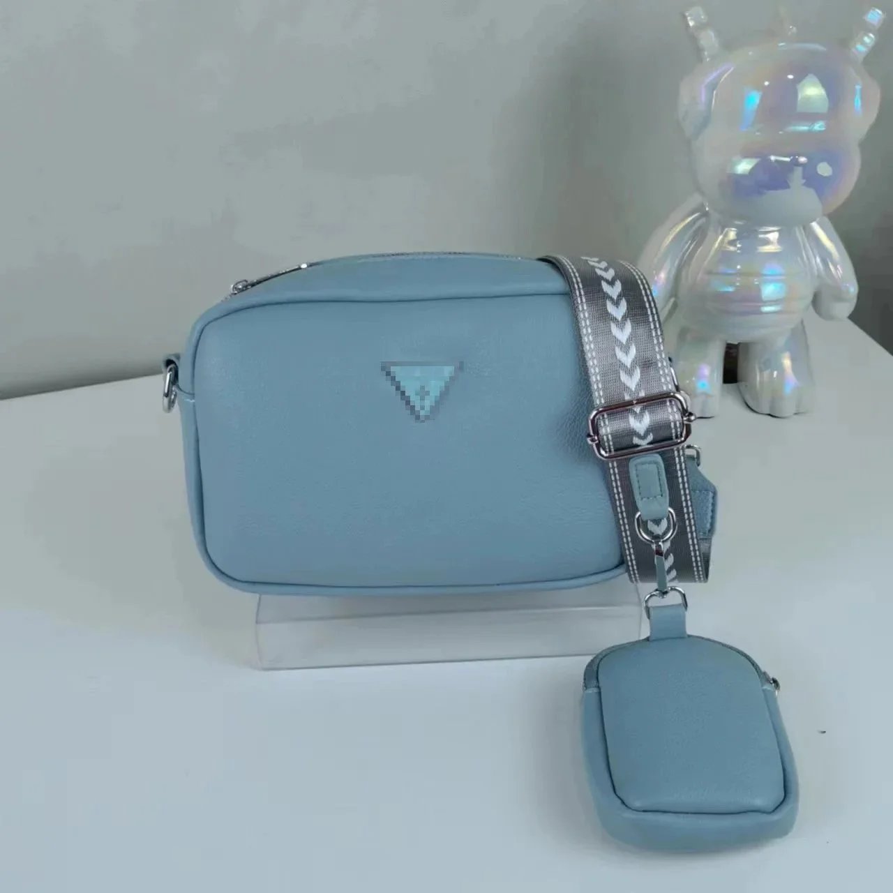 Prada Triangle Logo Crossbody Camera Bags — Blue and Beige product photo 2