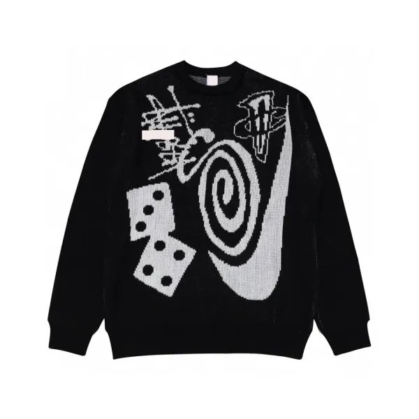 Off-White x Nike Swoosh Dice Spiral Knit Sweater Black - 4
