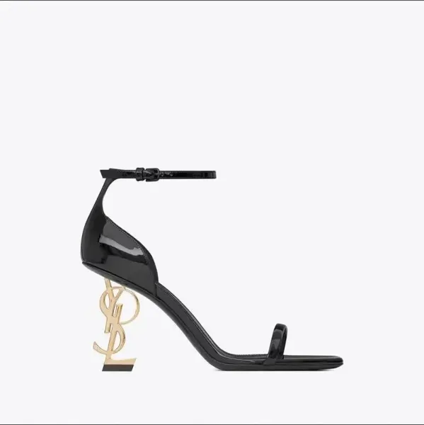 Saint Laurent Tribute Y-Heel Black Patent Leather Sandals - 2