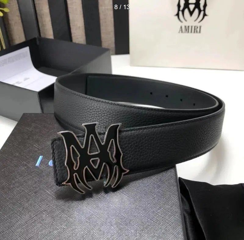 Amiri Logo Buckle Leather Belt Black product detail 2 in Litbuy spreadsheet finds