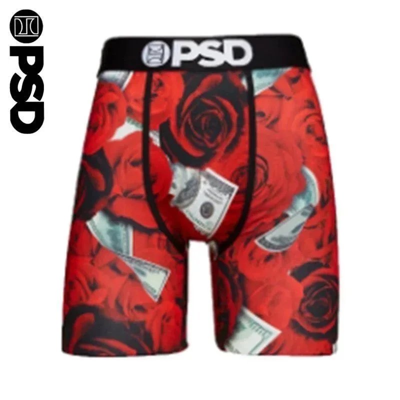 PSD PSD Men's Red Roses & Money Print Boxer Briefs Red