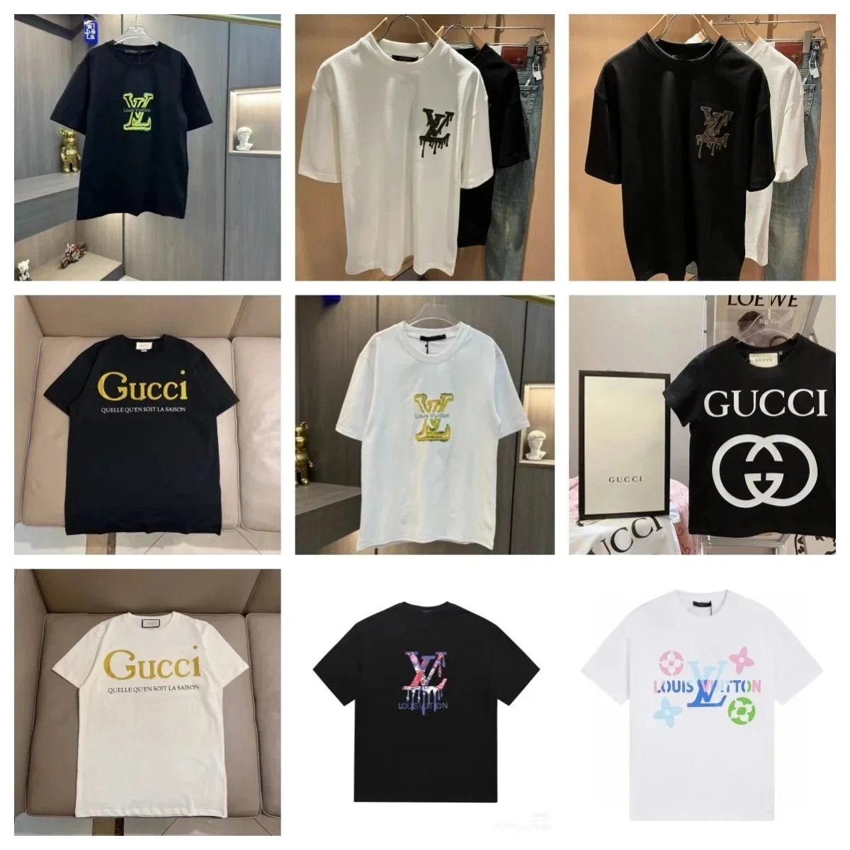 Louis Vuitton & Gucci Logo Print T-Shirts - 002140