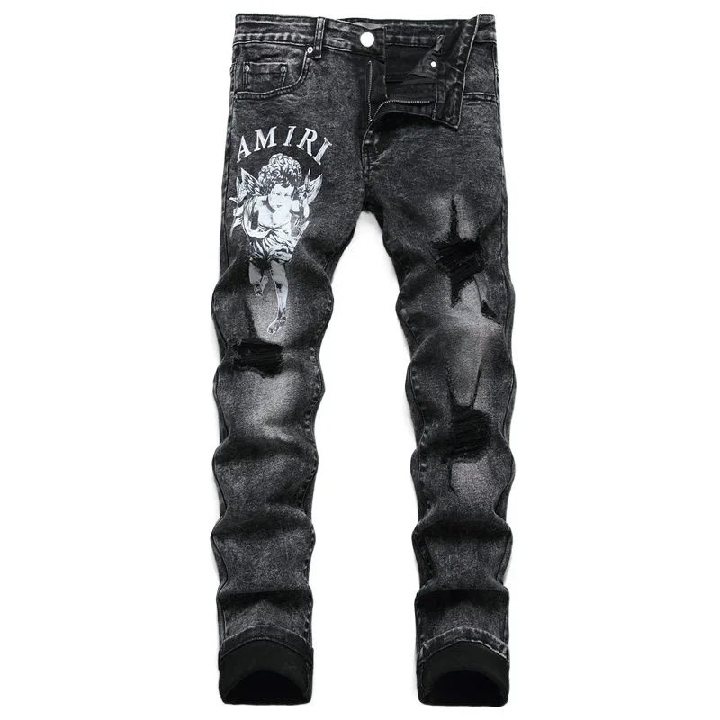 Distressed Denim Jeans Assorted Colors Ripped Streetwear Style