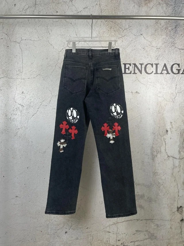 Chrome Hearts Jeans Embroidered patch straight-leg product detail image 2