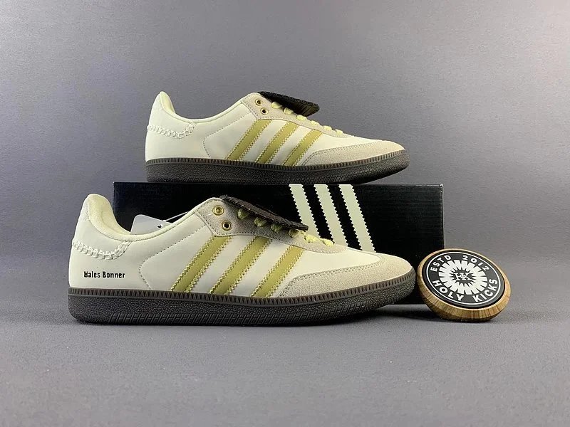 Adidas Samba OG x Wales Bonner Cream Olive Green Sneakers - 1