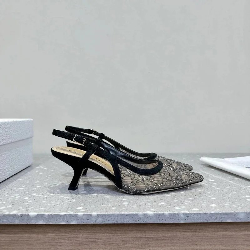 Dior J'Adior Slingback Heels Beige Lace-Embellished Kitten Heels - 4