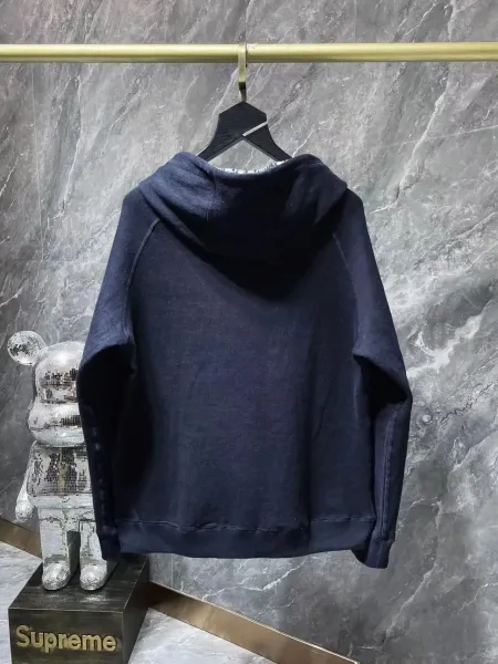 Dior Oblique Hoodie Navy Blue Zip-Up Hoodie - 4