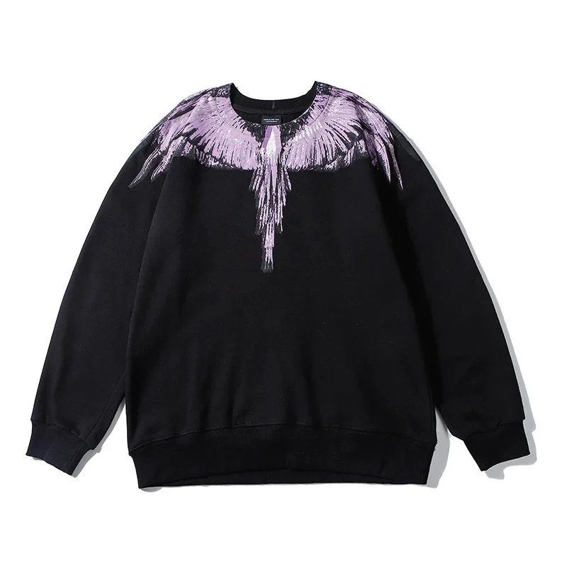 Marcelo Burlon Marcelo Burlon Black Wings Sweatshirt with Purple Wing Print Black