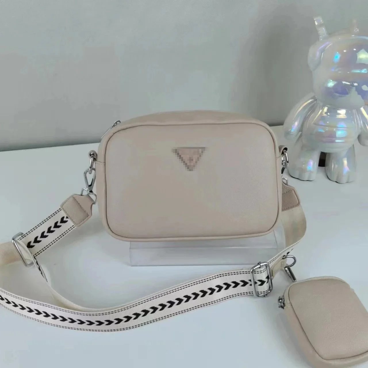 Prada Triangle Logo Crossbody Camera Bags — Blue and Beige product photo 3
