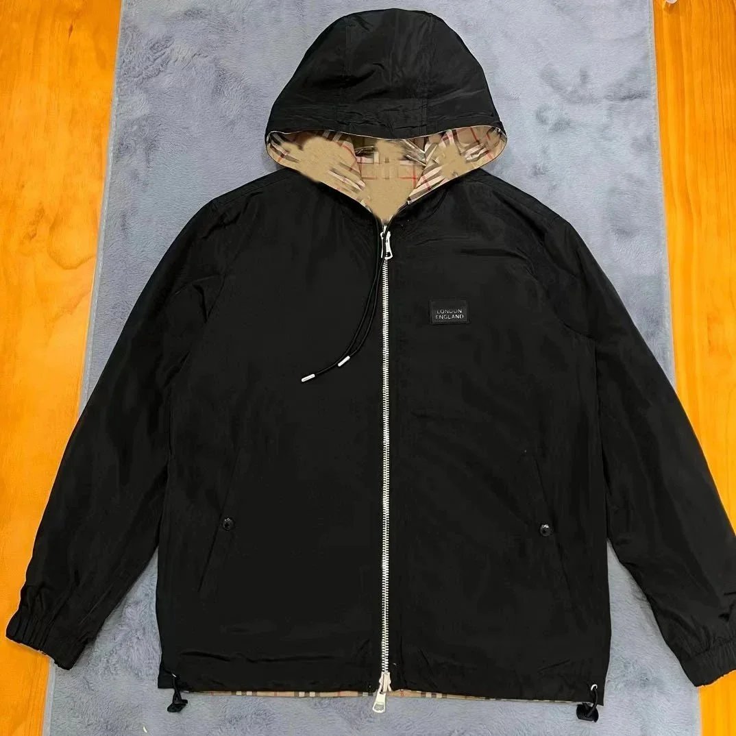 Burberry Check-Lined Hooded Windbreaker Jacket Hoodie