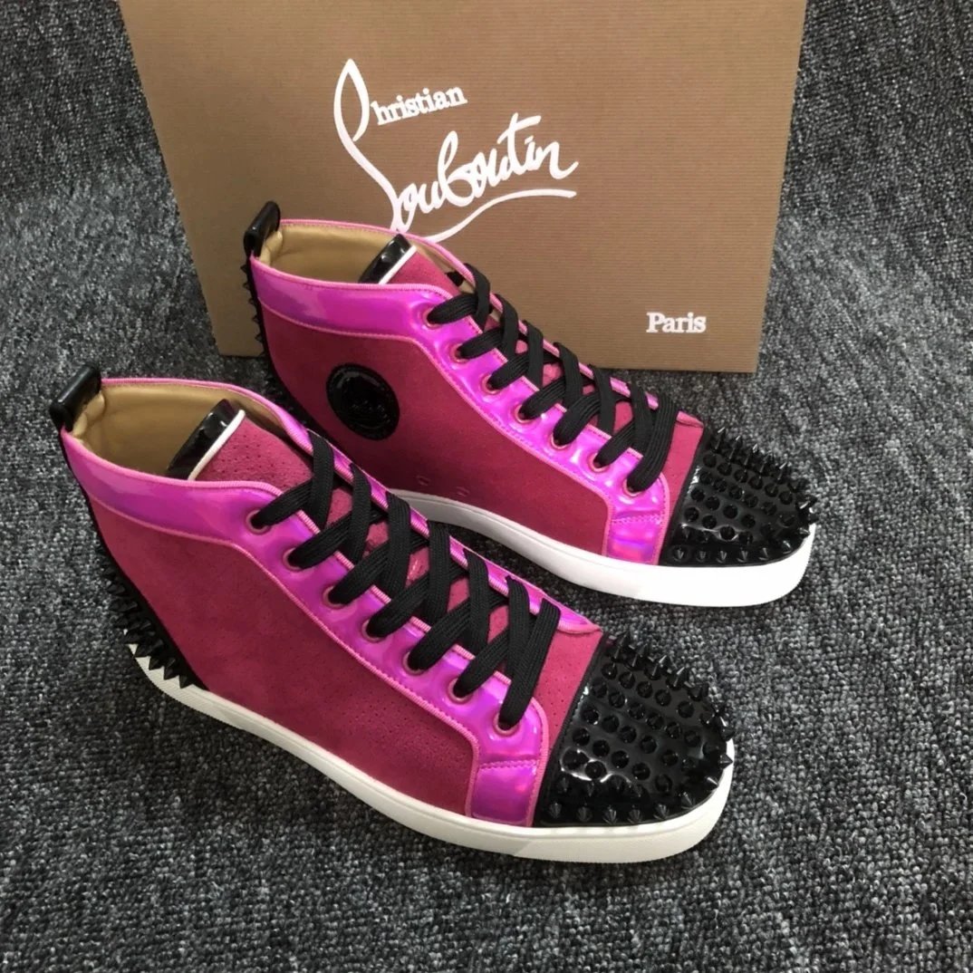 Christian Louboutin Christian Louboutin Louis Spikes Sneakers in Fuchsia/Pink Pink