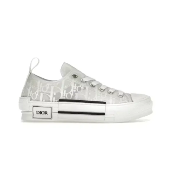 Dior B23 Oblique Low-Top White Canvas Sneakers - 2