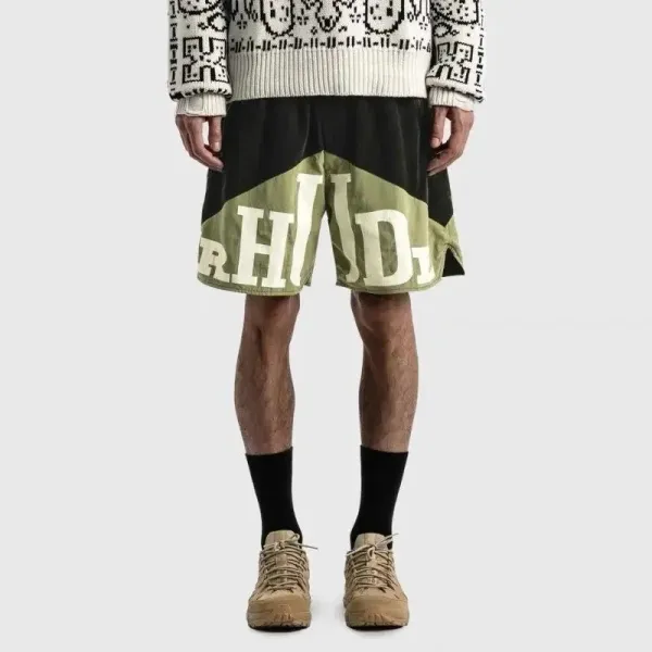 Rhude Logo Print Zipper Pocket Red Shorts - 8