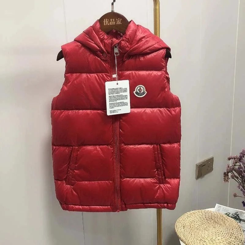 Moncler Kids Hooded Down Vest Red - 8