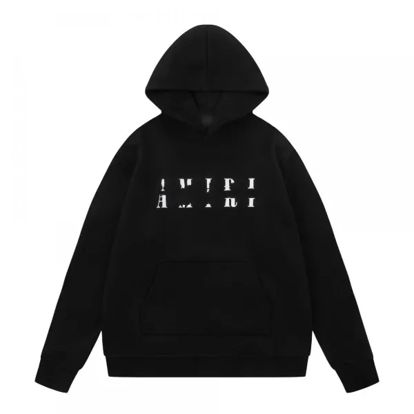 Amiri Distorted Logo Black Hoodie - 1
