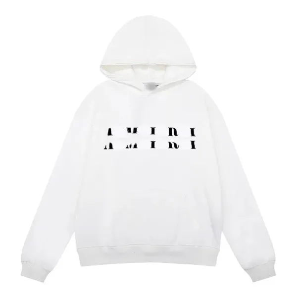Amiri Cut-Out Logo White Hoodie - 1