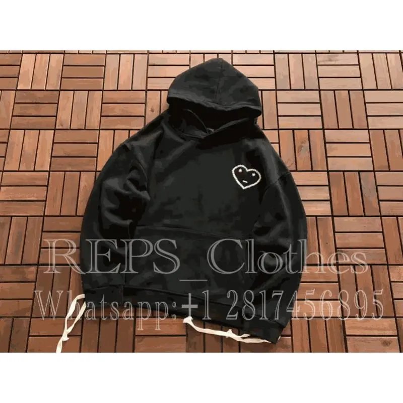 Black Hooded Sweatshirt with Heart Design