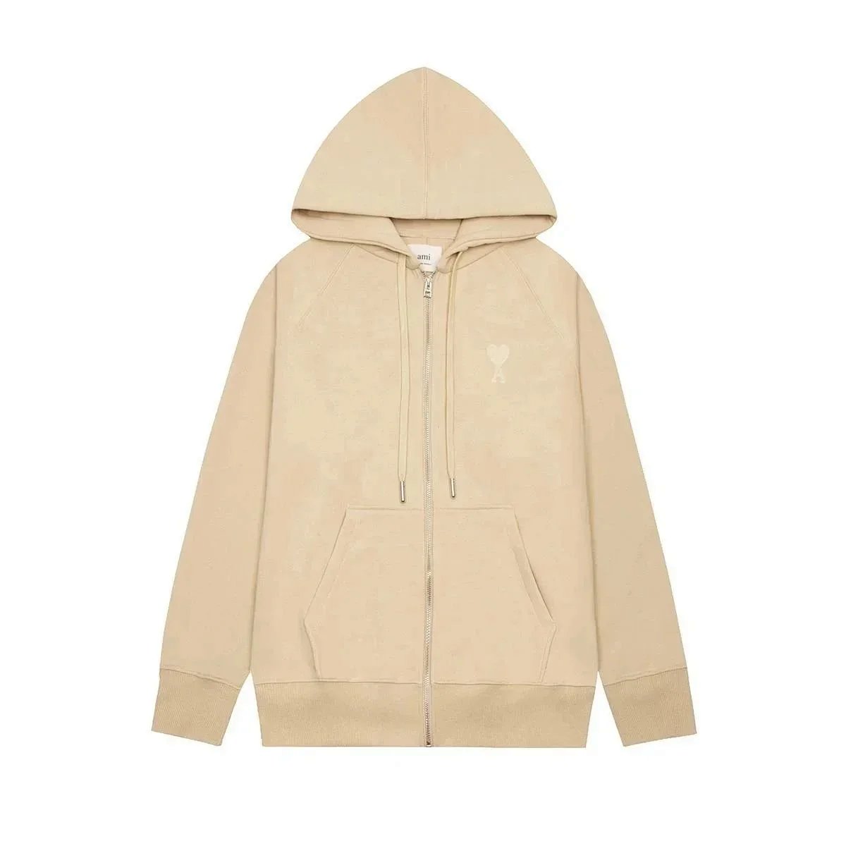 AMI Paris Heart Logo Zip-Up Hoodie Beige product detail 10 in Litbuy spreadsheet finds