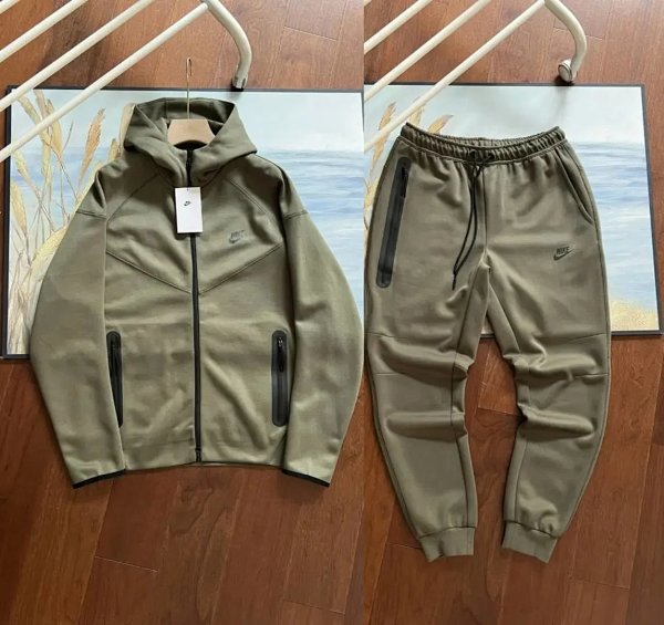 Nike Tech Fleece Hoodie and Joggers Set Olive Green Tracksuit product listing in Litbuy spreadsheet finds