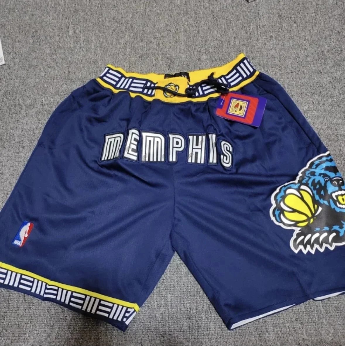 Mitchell & Ness Memphis Grizzlies NBA Shorts - Navy Blue with Yellow and White Accents Navy