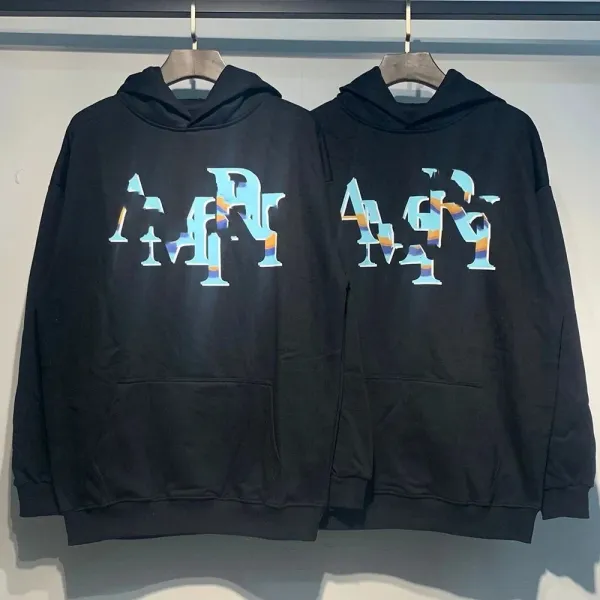 AMIRI x Fragment Design Distorted Logo Black Hoodie - 1