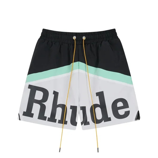 Rhude Logo Panel Swim Shorts Black/Mint/White - 1