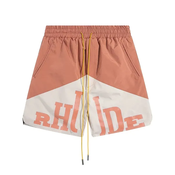 Rhude Logo Panel Shorts Terracotta - 1