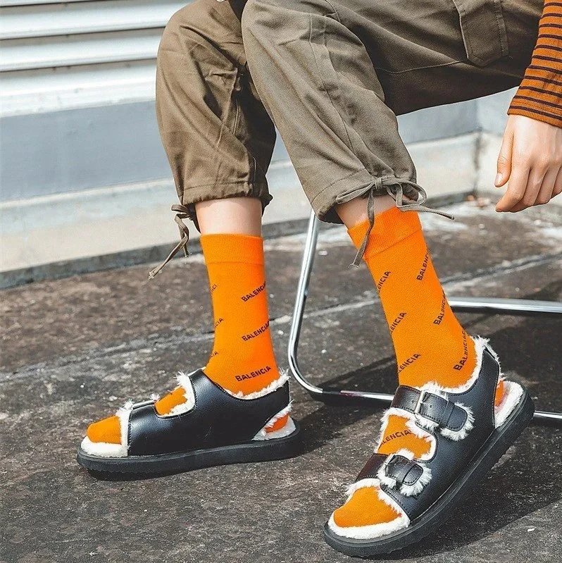 Balenciaga Logo Print Multicolor Casual Socks