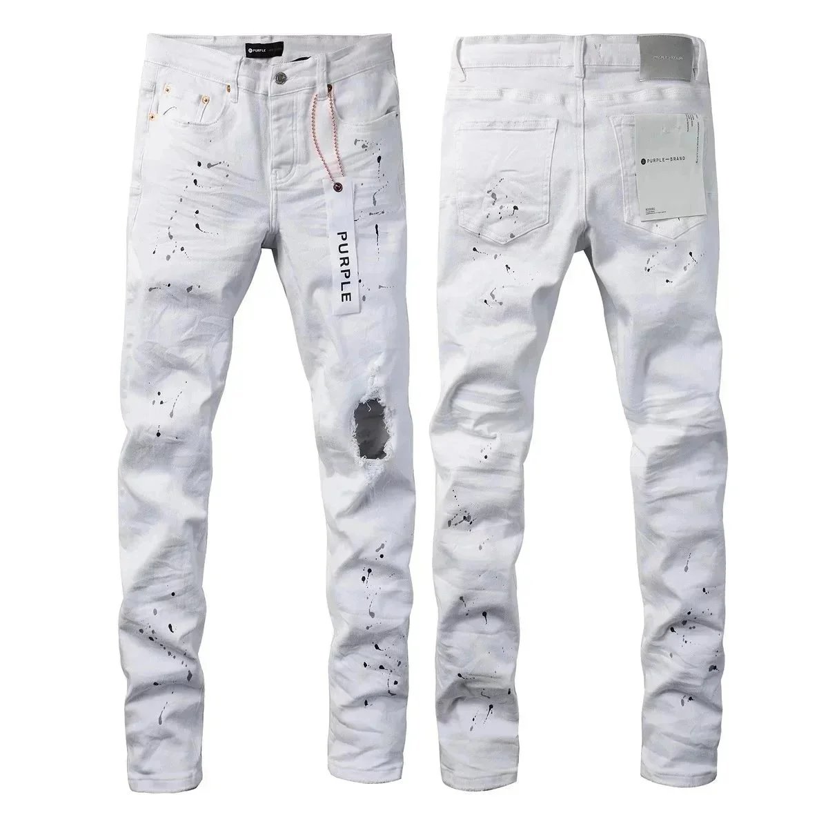 Purple Brand Purple Brand White Paint Splatter Slim Fit Jeans White
