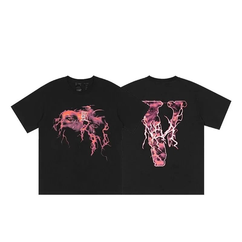 VLONE VLONE Electric V T-Shirt - Black with Red/Orange Print Black