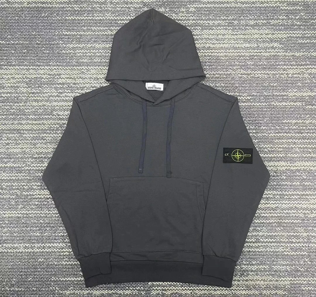 Stone Island Stone Island Hoodie in Grey with Yellow Logo Patch Grey
