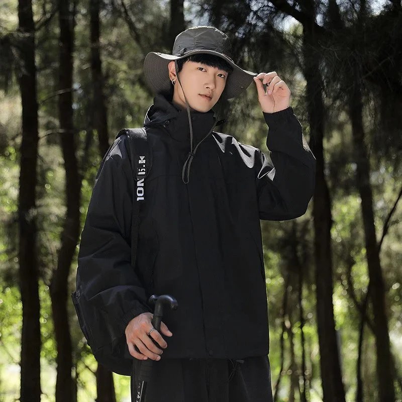 Outdoor Windbreaker Jacket Black Casual