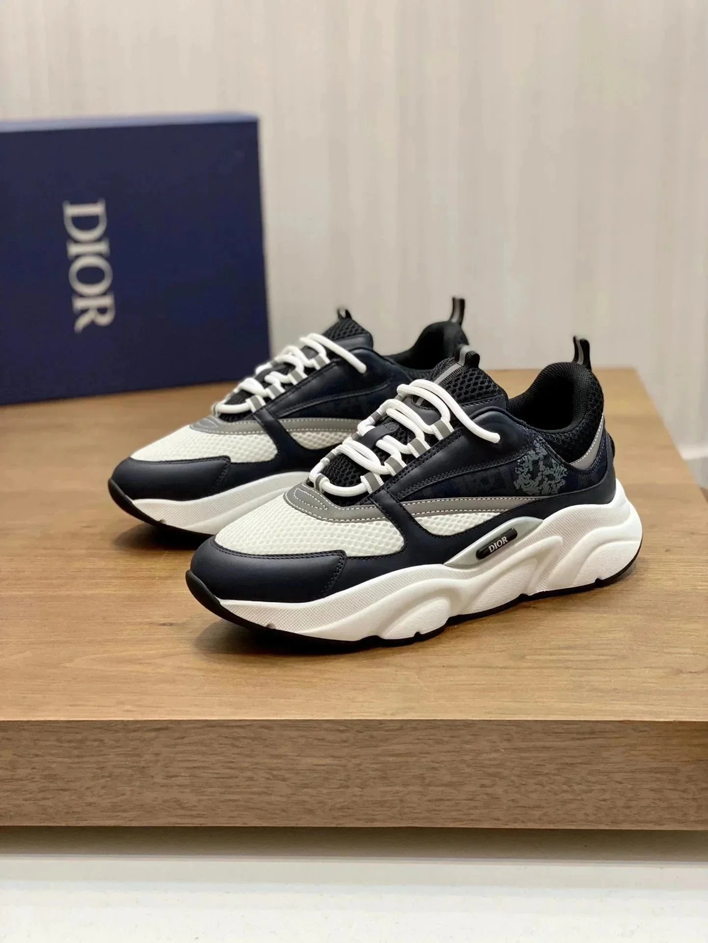 Dior B23 Black Mesh Chunky Sneakers