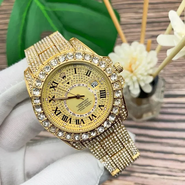 Rolex Watches Crystal-Embellished Chronograph and Date Display Designs product detail image 1