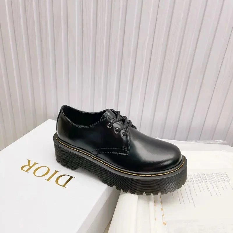 Dior Black Leather Loafers with Thick Sole Black