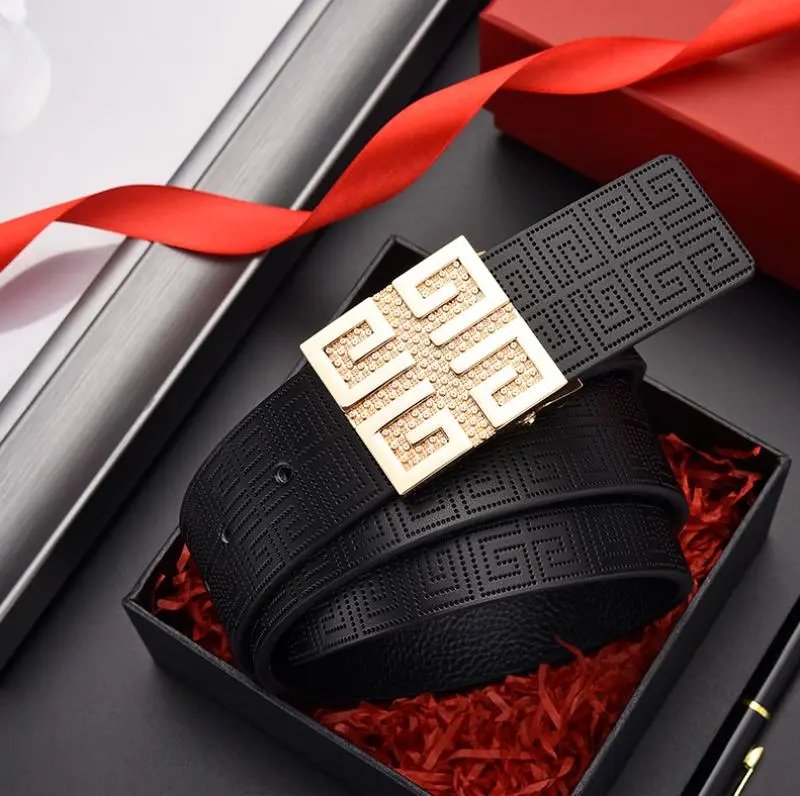 Unbranded Belts Embossed Geometric Pattern Belt with Buckle — Y-3 Gold Buckle