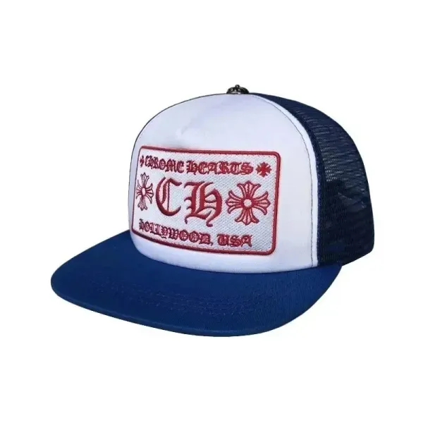 Chrome Hearts Classic Patch Trucker Cap Navy and White Baseball Cap - 1