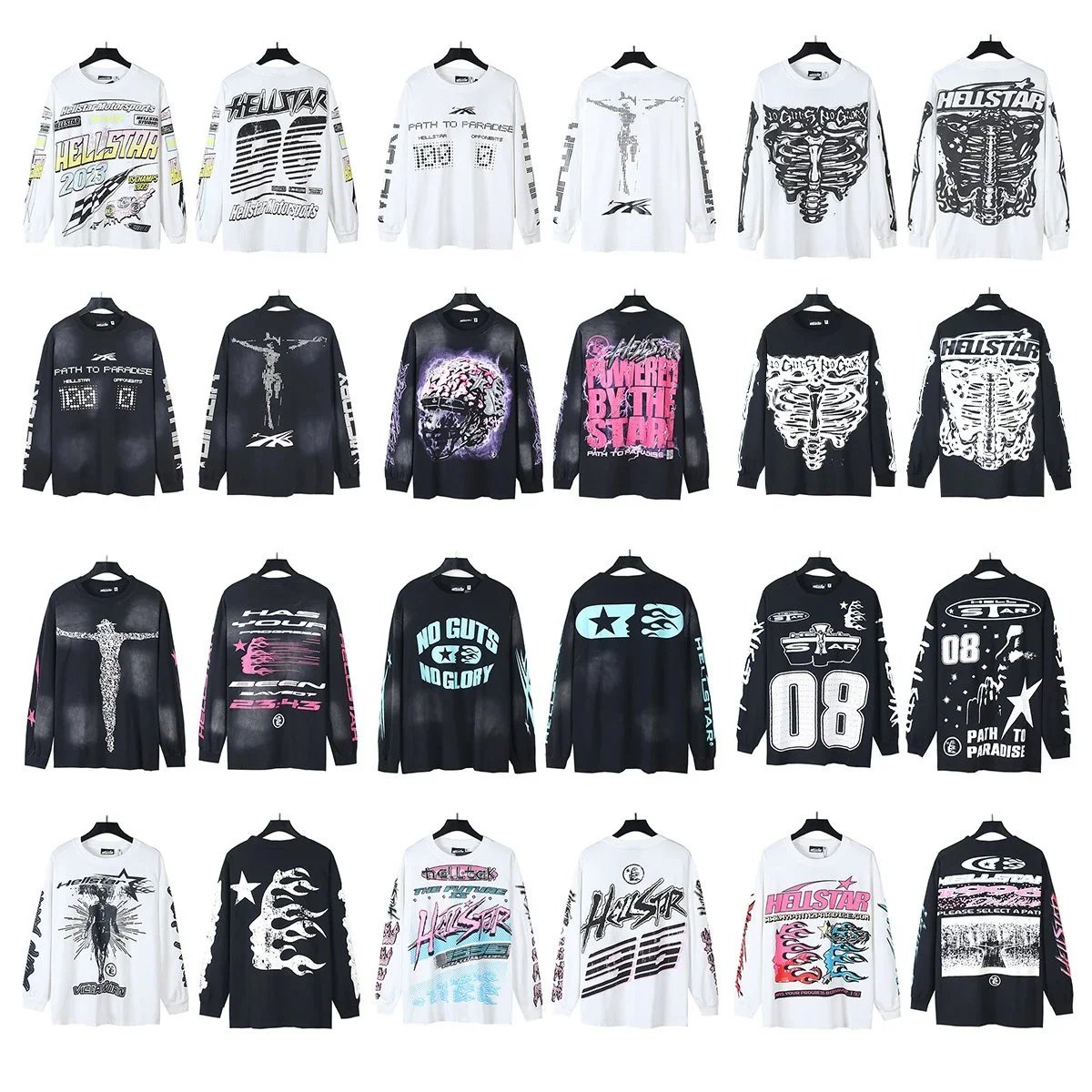 HELLSTAR Long Sleeve Tee Multicolor Streetwear T-Shirt - 21