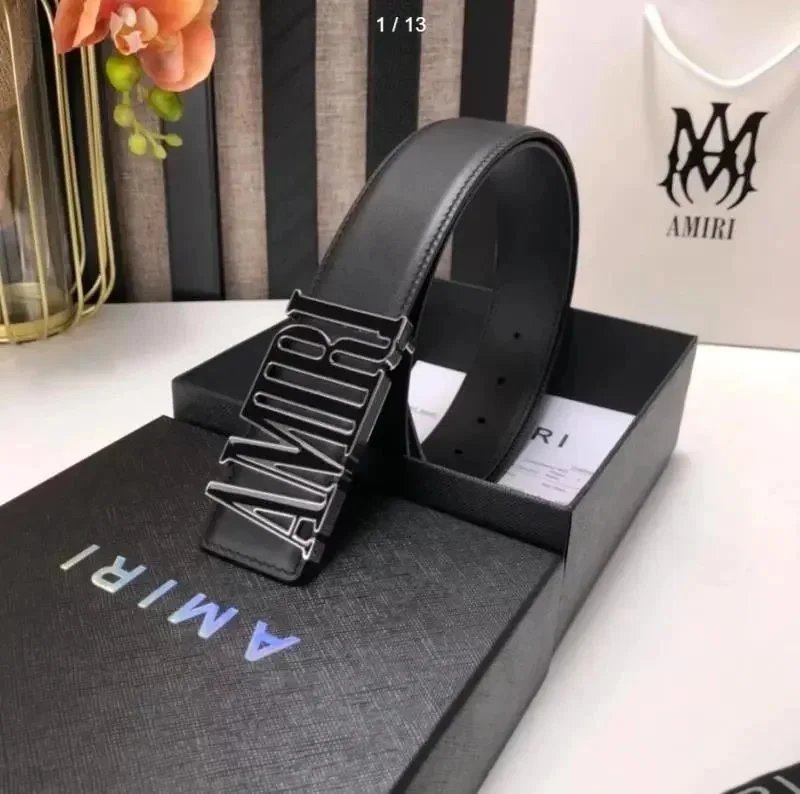 AMIRI Belts Leather belt with AM logo buckle image 2